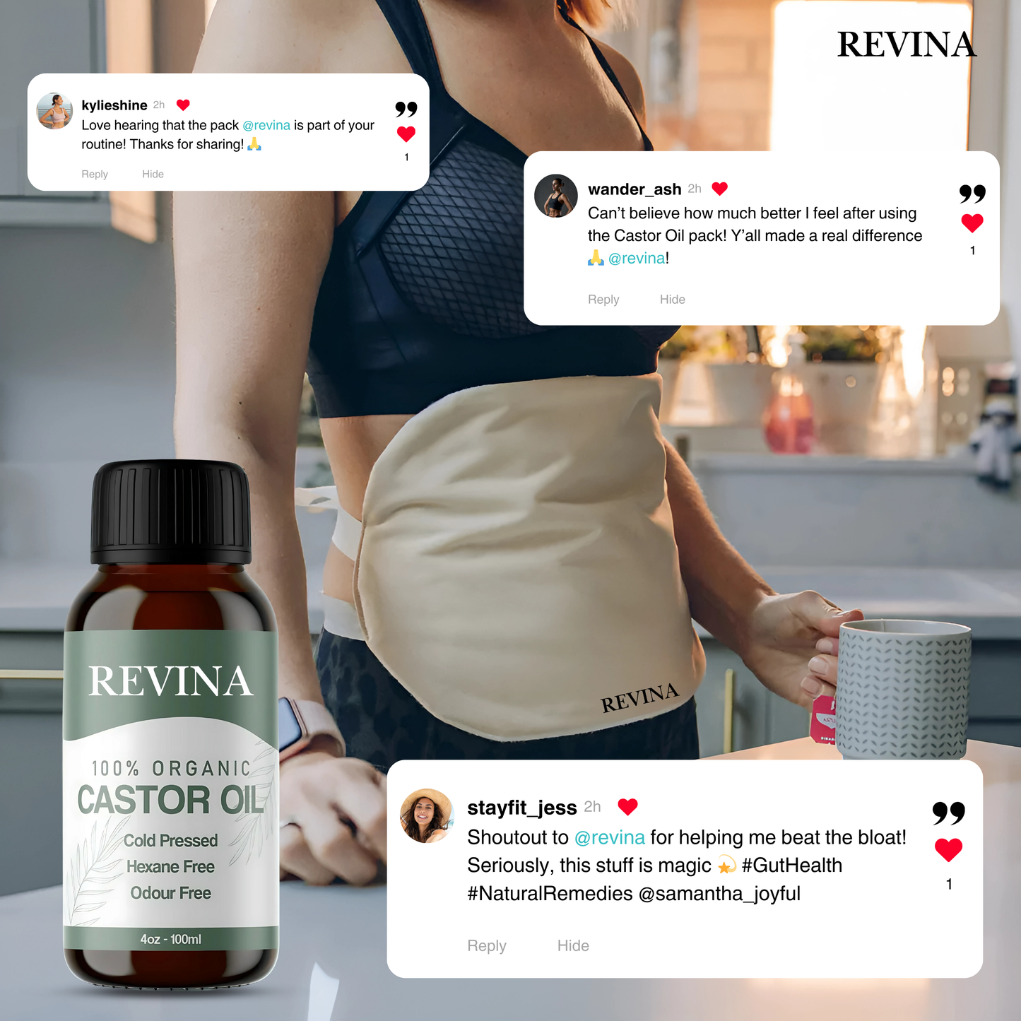 Revina Wellness Pack (Wrap + Castor Oil)